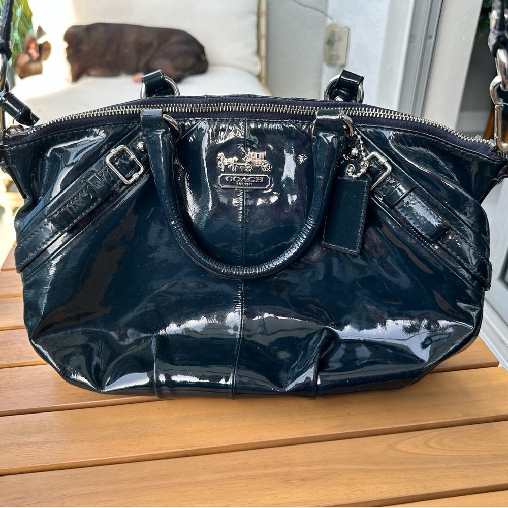 Coach Sophia Bag Medium Blue Patent Leather - Picture 5 of 13